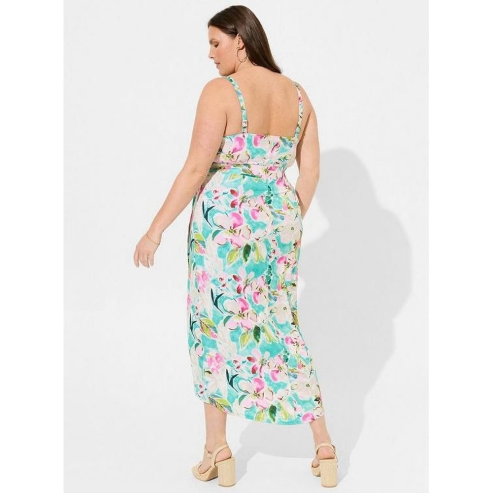 Torrid Midi Wrap Dress 3X 22-24 Floral Studio Soft Knit Tropical Cruise Summer - Picture 2 of 8